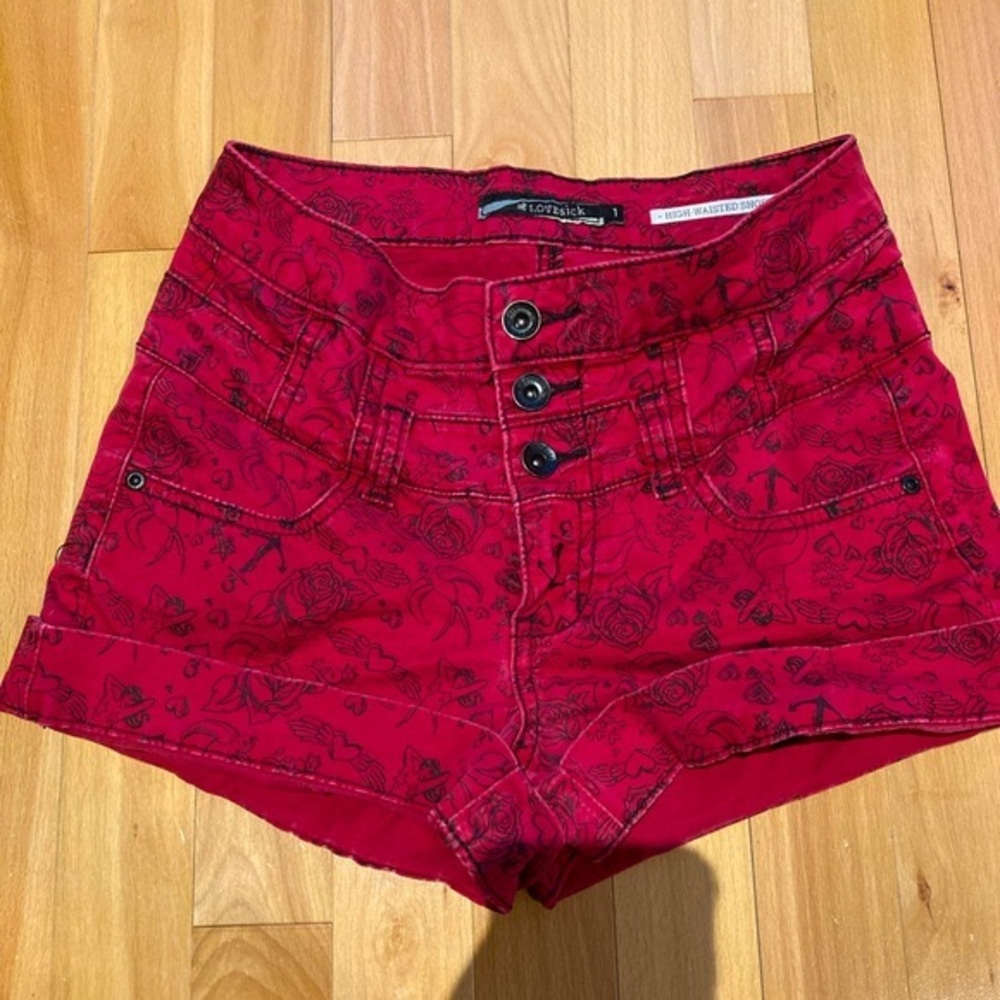 **LOVESICK BY HOT TOPIC** Punk Grunge Ink Pattern High Waisted Shorts